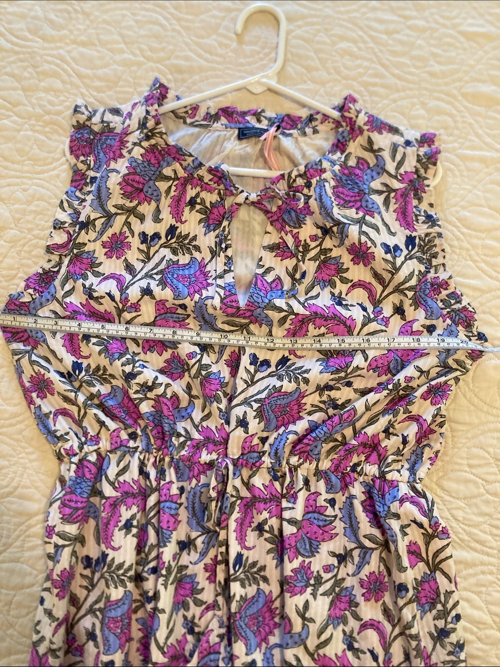 Vineyard Vines Pink & Lavender Floral Tie-Waist Maxi Dress Women’s size Large - Picture 2 of 16